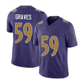 Baltimore #59 Graves Player Football V Neck Short Sleeve Purple Jersey Aaron For Men Youth Women Gift