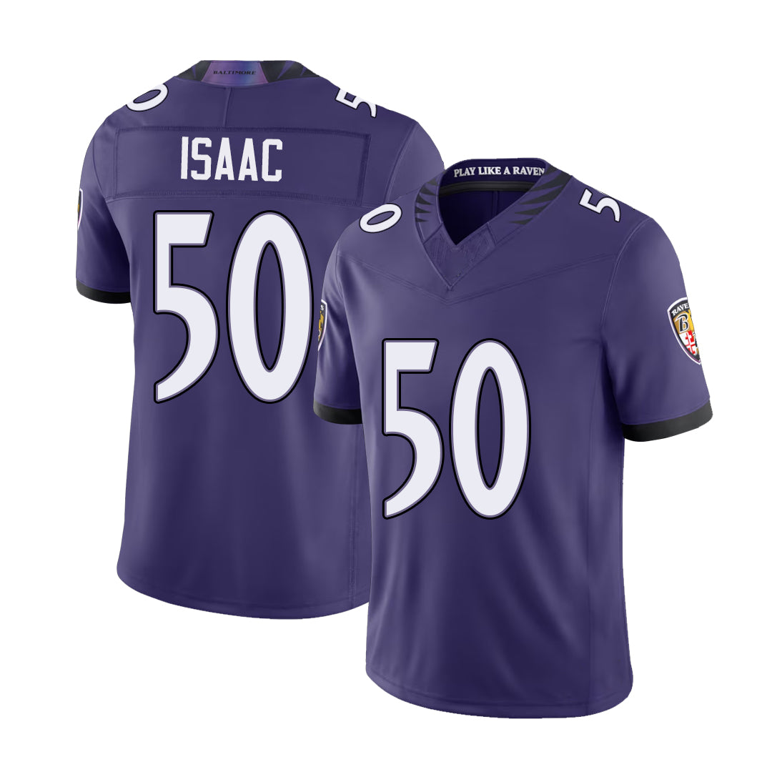 Baltimore #50 Isaac Player Football V Neck Short Sleeve Purple Jersey Adisa For Men Youth Women Gift