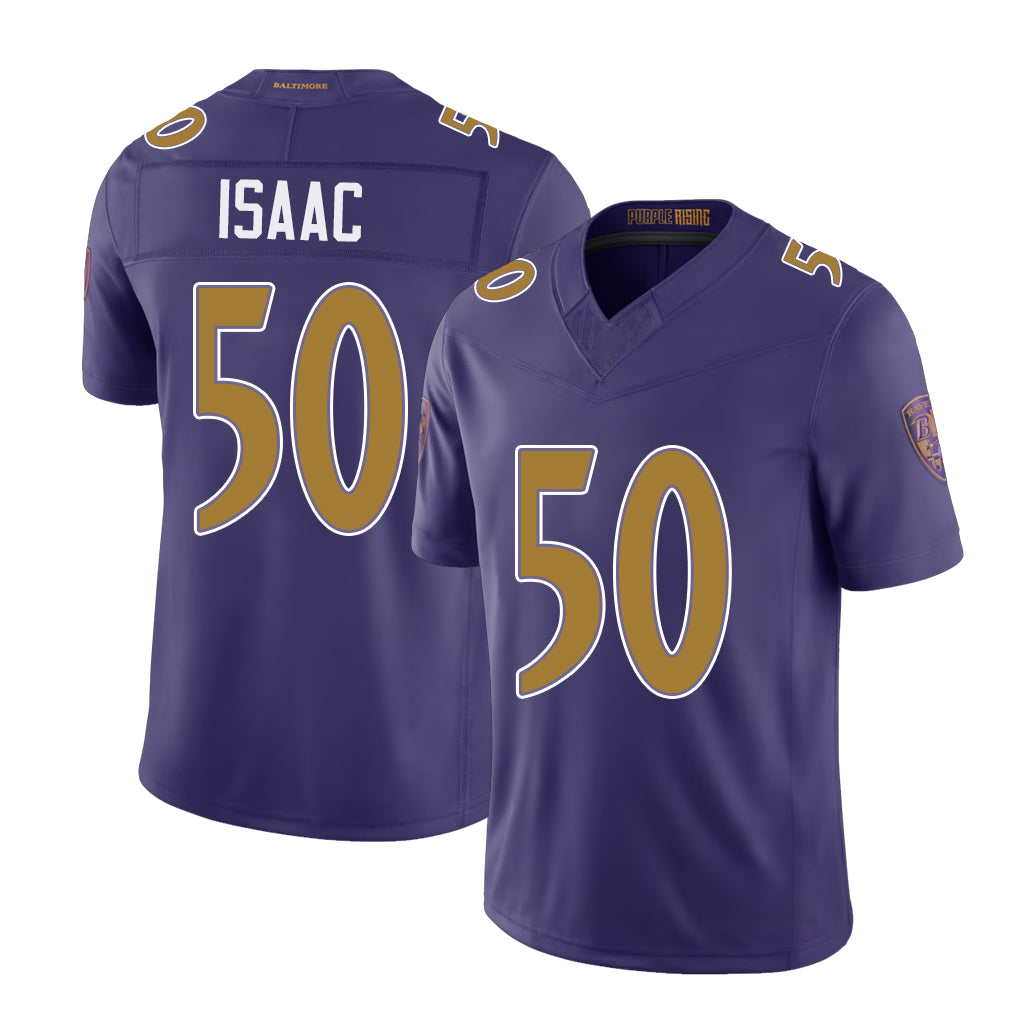 Baltimore #50 Isaac Player Football V Neck Short Sleeve Purple Jersey Adisa For Men Youth Women Gift