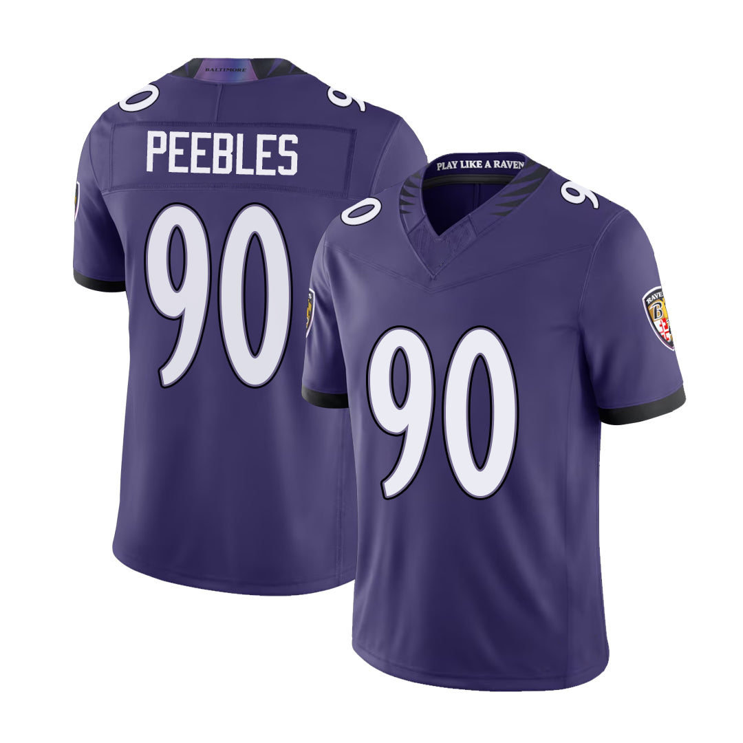 Baltimore #90 Peebles Player Football V Neck Short Sleeve Purple Jersey Aeneas For Men Youth Women Gift