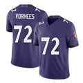 Baltimore #72 Vorhees Player Football V Neck Short Sleeve Purple Jersey Andrew For Men Youth Women Gift