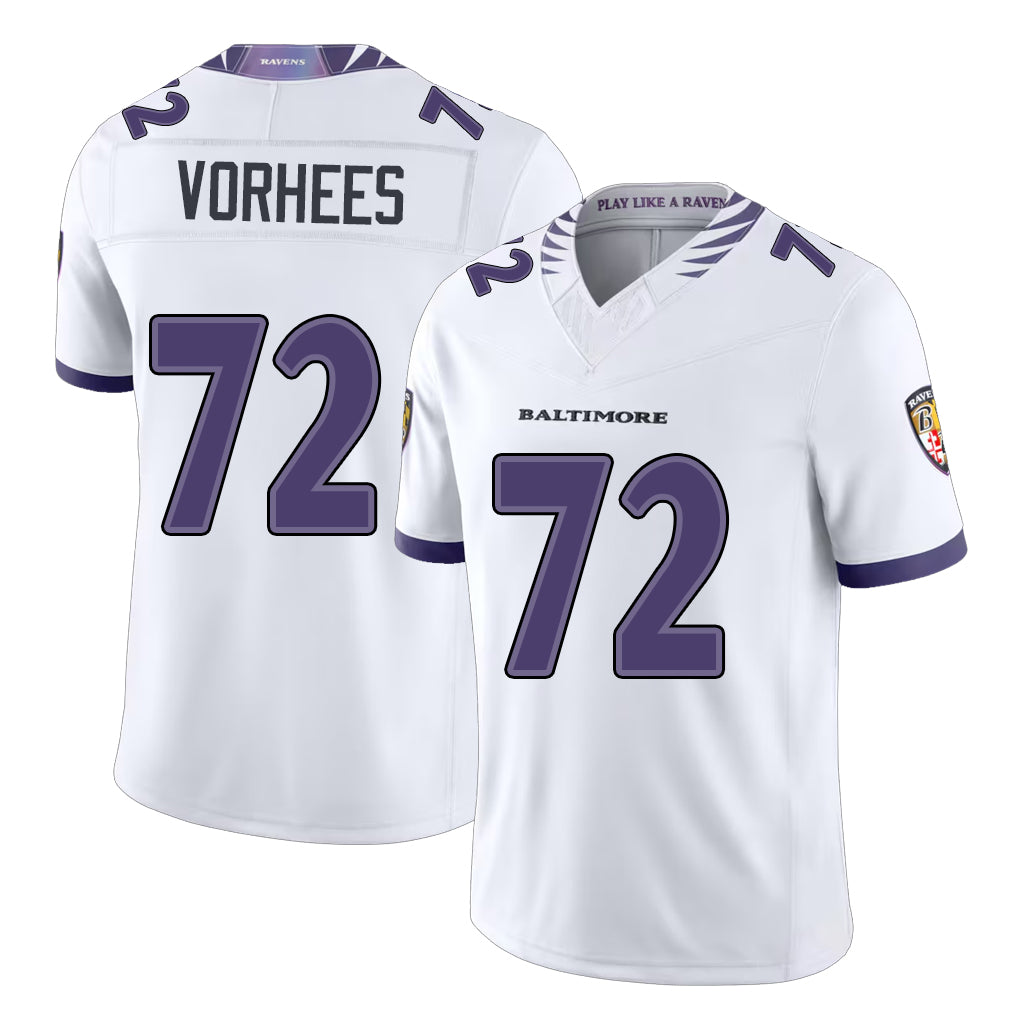 Baltimore #72 Vorhees Player Football V Neck Short Sleeve White Jersey Andrew For Men Youth Women Gift