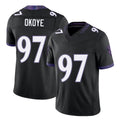 Baltimore #97 Okoye Player Football V Neck Short Sleeve Black Jersey Basil For Men Youth Women Gift