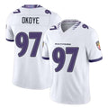 Baltimore #97 Okoye Player Football V Neck Short Sleeve White Jersey Basil For Men Youth Women Gift