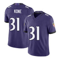 Baltimore #31 Kone Player Football V Neck Short Sleeve Purple Jersey Bilhal For Men Youth Women Gift