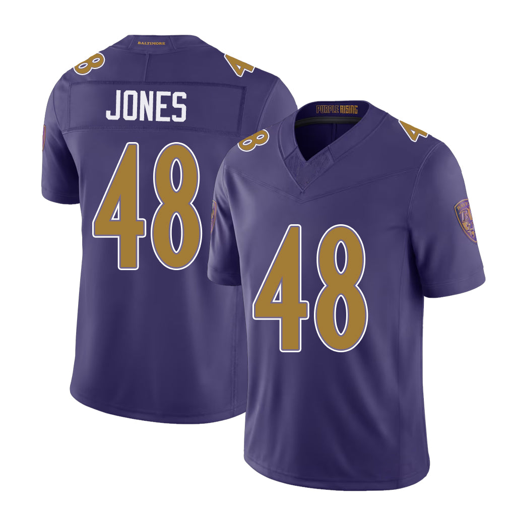 Baltimore #48 Jones Player Football V Neck Short Sleeve Purple Jersey Carl For Men Youth Women Gift