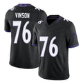 Baltimore #76 Vinson Player Football V Neck Short Sleeve Black Jersey Carson For Men Youth Women Gift