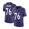 Baltimore #76 Vinson Player Football V Neck Short Sleeve Purple Jersey Carson For Men Youth Women Gift