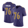 Baltimore #76 Vinson Player Football V Neck Short Sleeve Purple Jersey Carson For Men Youth Women Gift