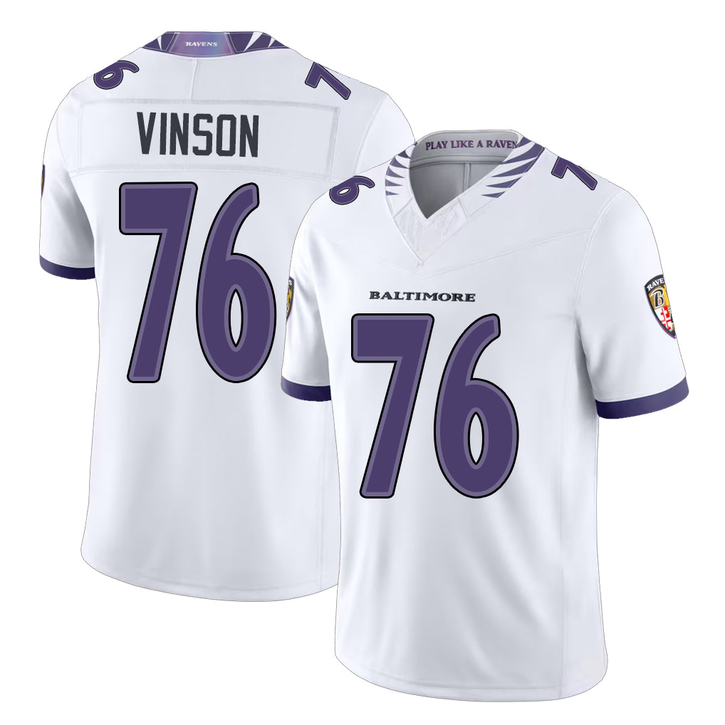 Baltimore #76 Vinson Player Football V Neck Short Sleeve White Jersey Carson For Men Youth Women Gift