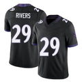 Baltimore #29 Rivers Player Football V Neck Short Sleeve Black Jersey Carson For Men Youth Women Gift