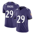 Baltimore #29 Rivers Player Football V Neck Short Sleeve Purple Jersey Chandler For Men Youth Women Gift