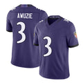 Baltimore #3 Awuzie Player Football V Neck Short Sleeve Purple Jersey Chidobe For Men Youth Women Gift