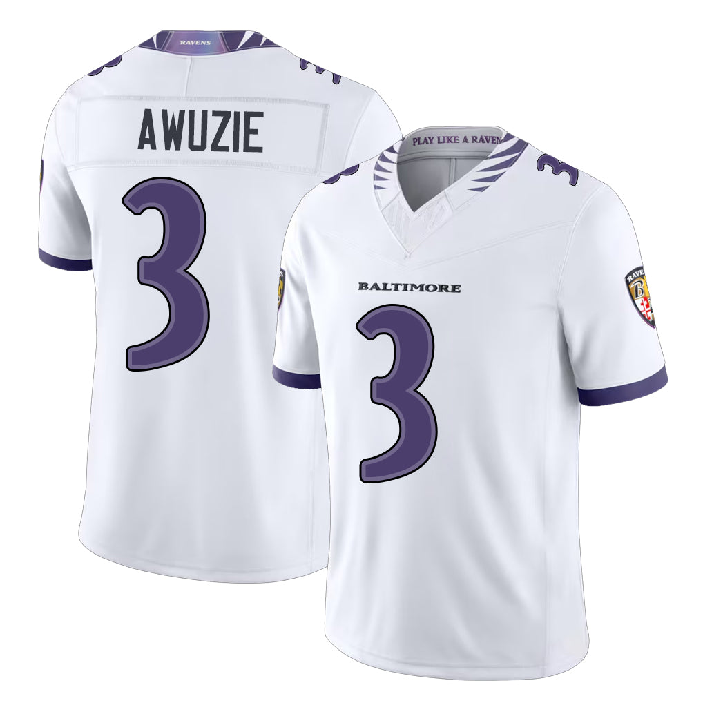 Baltimore #3 Awuzie Player Football V Neck Short Sleeve White Jersey Chidobe For Men Youth Women Gift