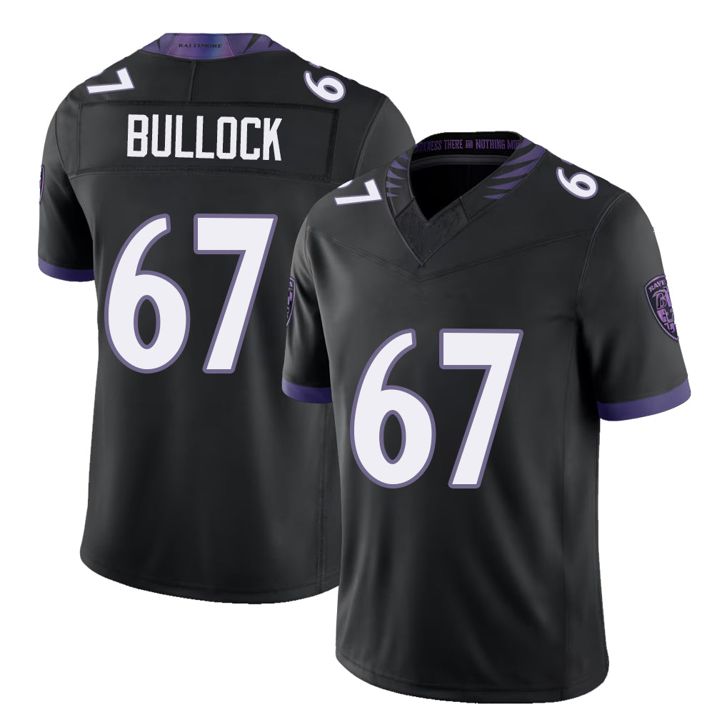 Baltimore #67 Bullock Player Football V Neck Short Sleeve Black Jersey Corey For Men Youth Women Gift