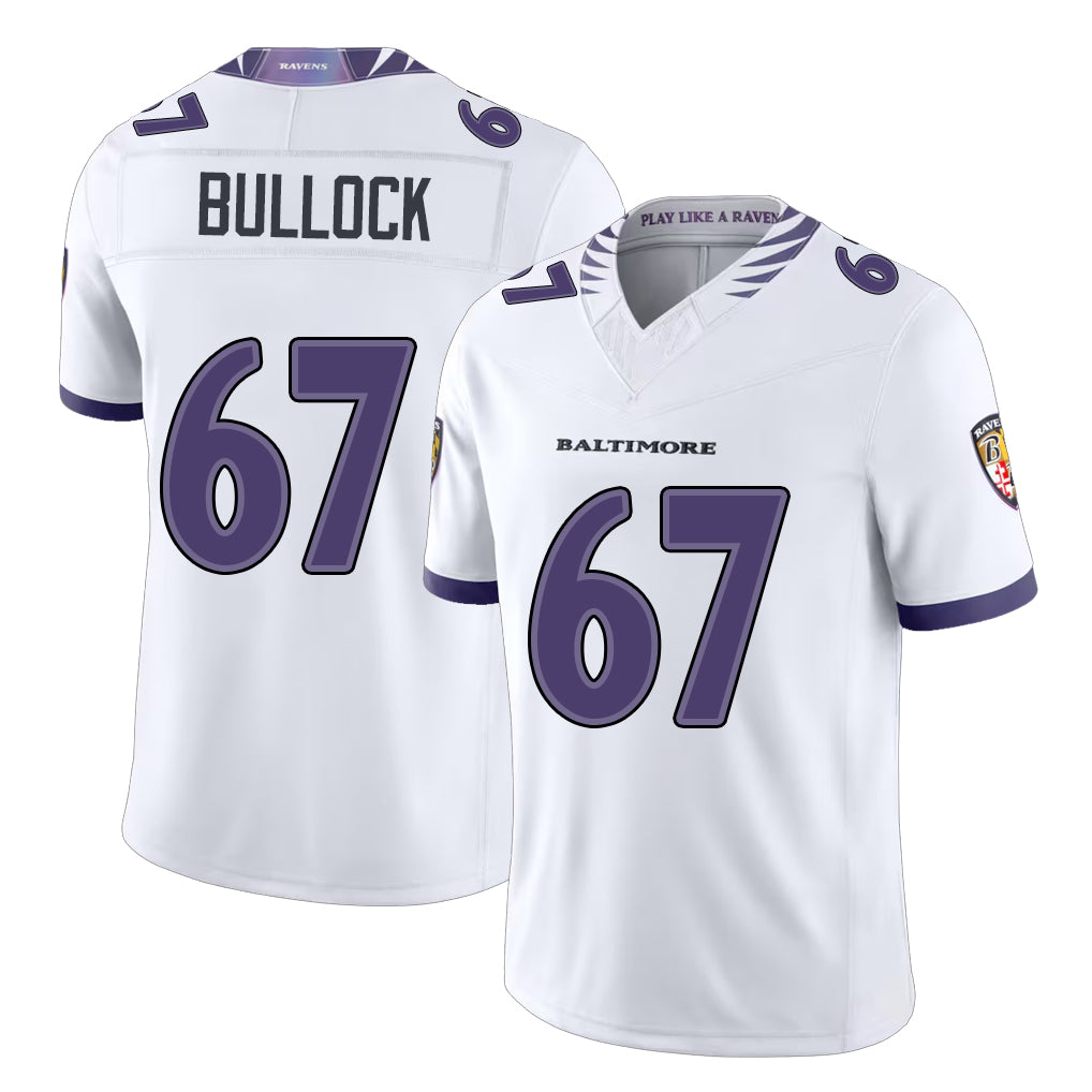 Baltimore #67 Bullock Player Football V Neck Short Sleeve White Jersey Corey For Men Youth Women Gift