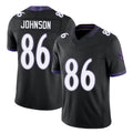 Baltimore #86 Johnson Player Football V Neck Short Sleeve Black Jersey Cornelius For Men Youth Women Gift