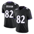 Baltimore #82 Braham Player Football V Neck Short Sleeve Black Jersey Cortez For Men Youth Women Gift