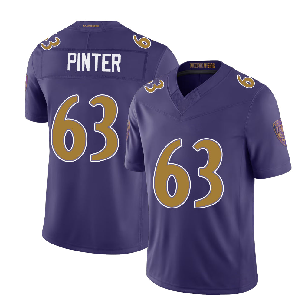 Baltimore #63 Pinter Player Football V Neck Short Sleeve Purple Jersey Danny For Men Youth Women Gift