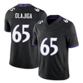 Baltimore #65 Olajiga Player Football V Neck Short Sleeve Black Jersey David For Men Youth Women Gift