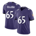 Baltimore #65 Olajiga  Player Football V Neck Short Sleeve Purple Jersey David For Men Youth Women Gift