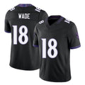 Baltimore #18 Wade Player Football V Neck Short Sleeve Black Jersey Dayton For Men Youth Women Gift
