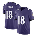 Baltimore #18 Wade Player Football V Neck Short Sleeve Purple Jersey Dayton For Men Youth Women Gift