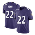 Baltimore #22 Henry Player Football V Neck Short Sleeve Purple Jersey Derrick For Men Youth Women Gift