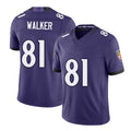 Baltimore #81 Walker Player Football V Neck Short Sleeve Purple Jersey Devontez For Men Youth Women Gift