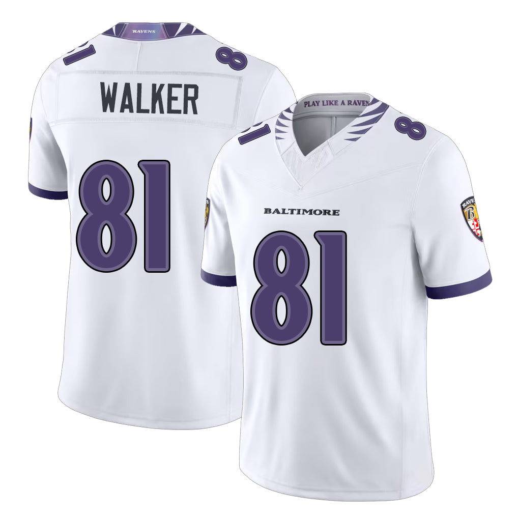 Baltimore #81 Walker Player Football V Neck Short Sleeve White Jersey Devontez For Men Youth Women Gift