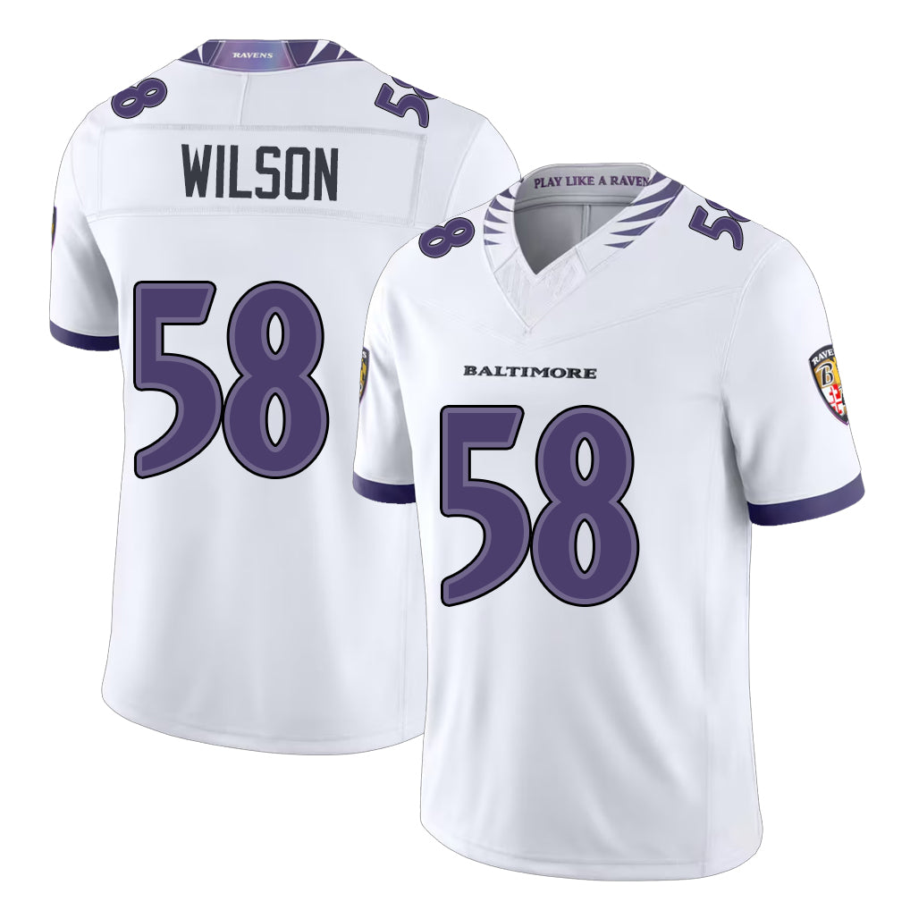 Baltimore #58 Wilson Player Football V Neck Short Sleeve White Jersey Dion For Men Youth Women Gift