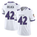 Baltimore #42 DeLuca Player Football V Neck Short Sleeve White Jersey Dominic For Men Youth Women Gift