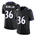 Baltimore #36 McMillan Player Football V Neck Short Sleeve Black Jersey Dontae For Men Youth Women Gift