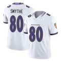 Baltimore #80 Smythe Player Football V Neck Short Sleeve White Jersey Durham For Men Youth Women Gift