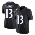 Baltimore #13 Sarratt Player Football V Neck Short Sleeve Black Jersey Elijah For Men Youth Women Gift
