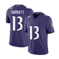 Baltimore #13 Sarratt Player Football V Neck Short Sleeve Purple Jersey Elijah For Men Youth Women Gift