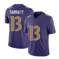 Baltimore #13 Sarratt Player Football V Neck Short Sleeve Purple Jersey Elijah For Men Youth Women Gift
