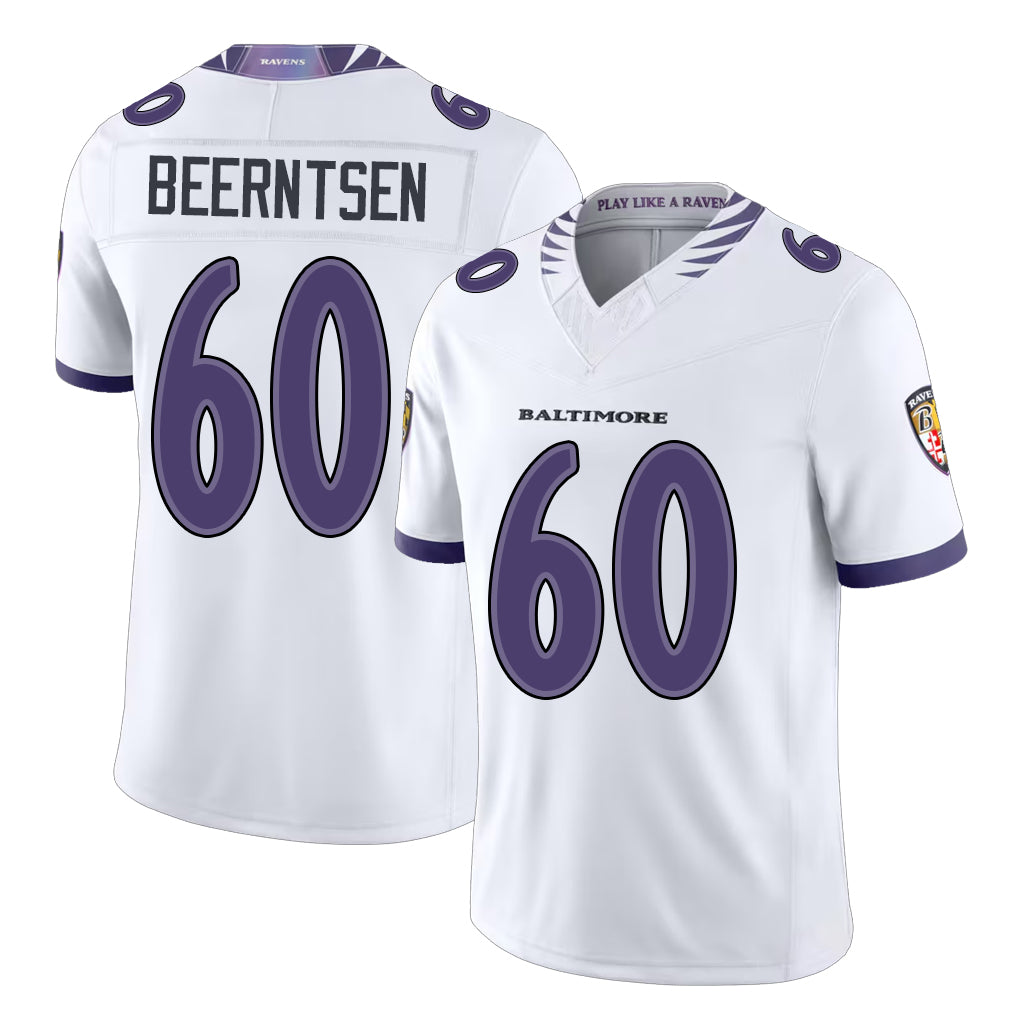 Baltimore #60 Beerntsen Player Football V Neck Short Sleeve White Jersey Evan For Men Youth Women Gift