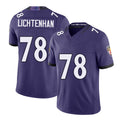 Baltimore #78 Lichtenhan Player Football V Neck Short Sleeve Purple Jersey Gerad For Men Youth Women Gift