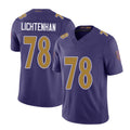 Baltimore #78 Lichtenhan Player Football V Neck Short Sleeve Purple Jersey Gerad For Men Youth Women Gift