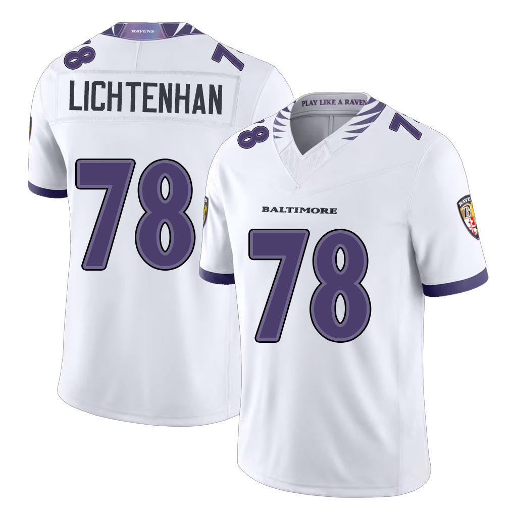 Baltimore #78 Lichtenhan Player Football V Neck Short Sleeve White Jersey Gerad For Men Youth Women Gift