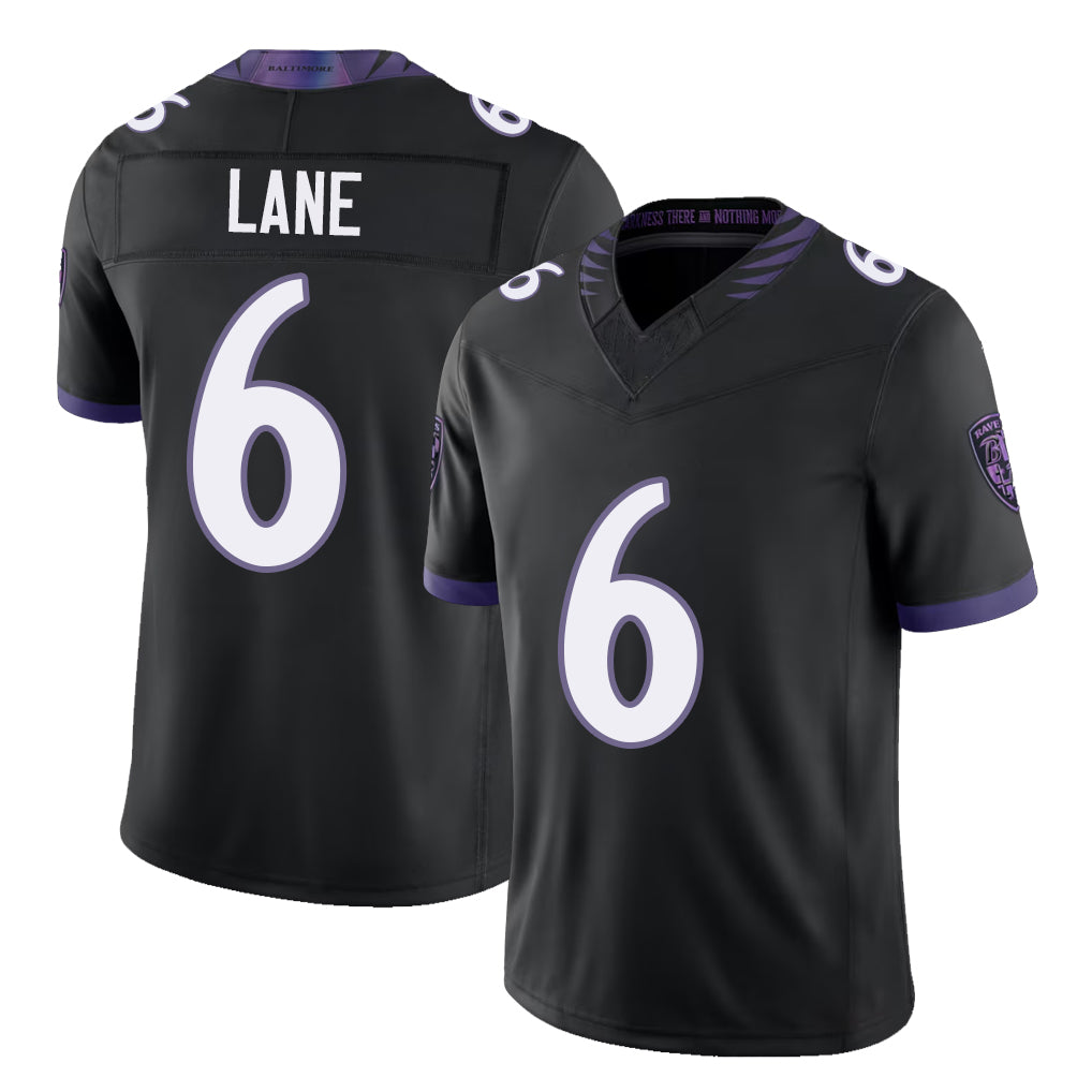 Baltimore #6 Lane Player Football V Neck Short Sleeve Black Jersey Ja'Kobi For Men Youth Women Gift