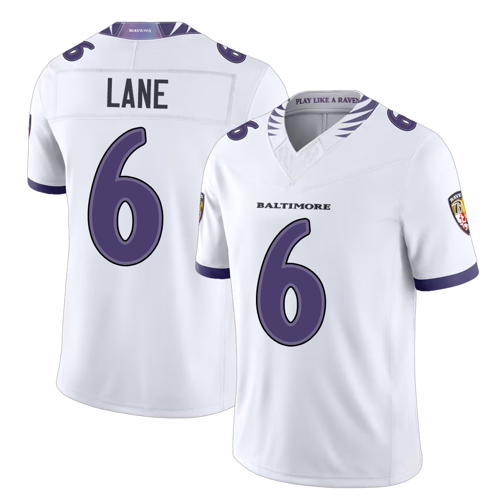 Baltimore #6 Lane Player Football V Neck Short Sleeve White Jahquez Ja'Kobi For Men Youth Women Gift