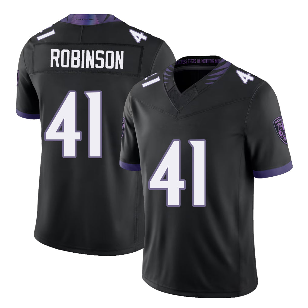 Baltimore #41 Robinson Player Football V Neck Short Sleeve Black Jersey Jahquez For Men Youth Women Gift