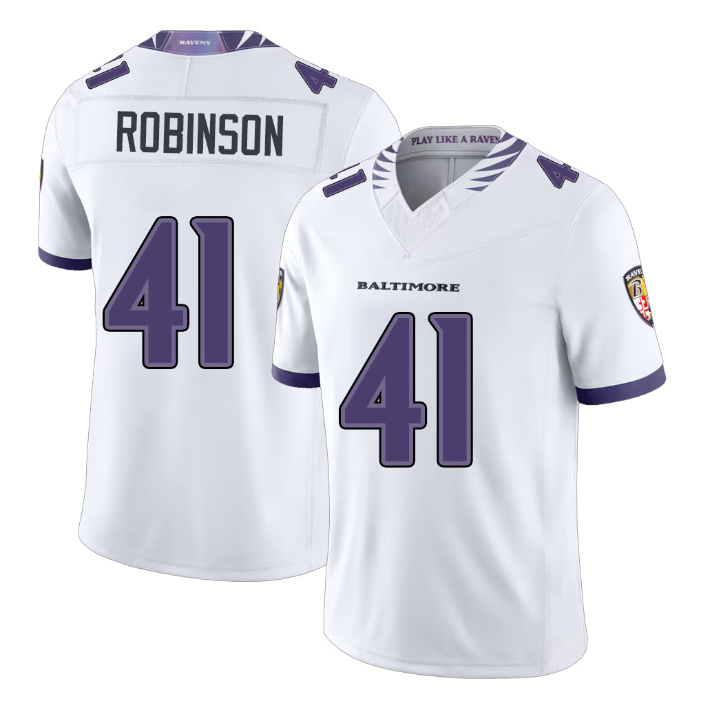 Baltimore #41 Robinson Player Football V Neck Short Sleeve White Jahquez Gerad For Men Youth Women Gift