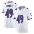 Baltimore #49 Higgins Player Football V Neck Short Sleeve White Jahquez Jay For Men Youth Women Gift