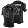 Baltimore #21 Hawkins Player Football V Neck Short Sleeve Black Jersey Jaylinn For Men Youth Women Gift