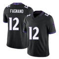 Baltimore #12 Fagnano Player Football V Neck Short Sleeve Black Jersey Joe For Men Youth Women Gift