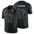 Baltimore #12 Fagnano Player Football V Neck Short Sleeve Black Jersey Joe For Men Youth Women Gift