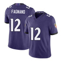 Baltimore #12 Fagnano Player Football V Neck Short Sleeve Purple Jersey Joe For Men Youth Women Gift